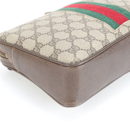 Old Gucci GG Supreme Sherry Line Leather Second Bag Clutch Pouch Genuine