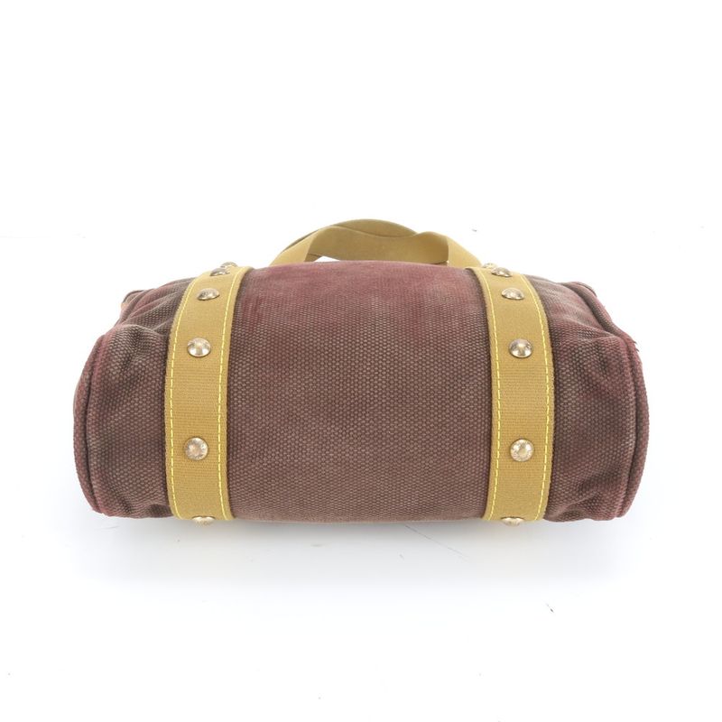 Louis Vuitton Antigua Cabas MM Blanc M40086 Leather Canvas Tote Bag Shoulder