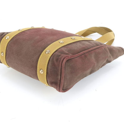 Louis Vuitton Antigua Cabas MM Blanc M40086 Leather Canvas Tote Bag Shoulder