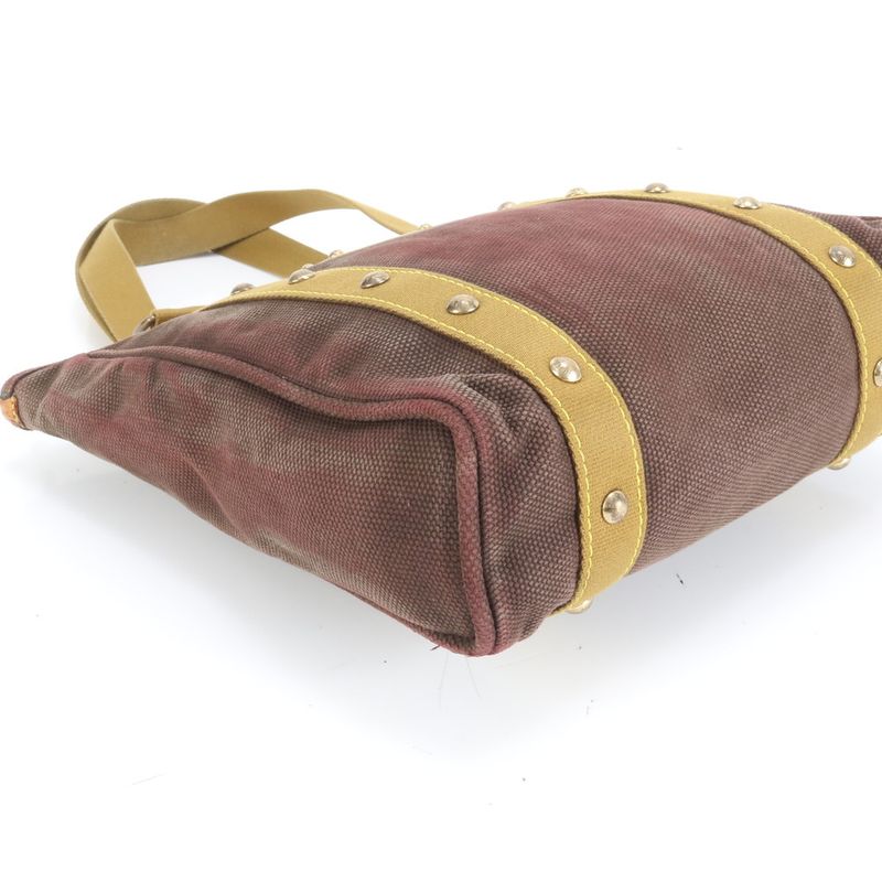 Louis Vuitton Antigua Cabas MM Blanc M40086 Leather Canvas Tote Bag Shoulder