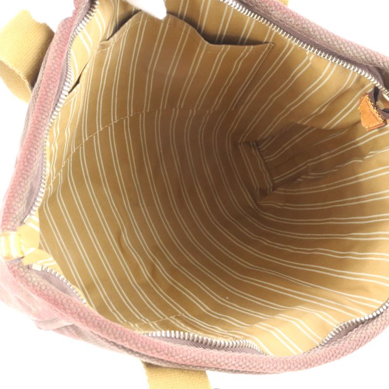 Louis Vuitton Antigua Cabas MM Blanc M40086 Leather Canvas Tote Bag Shoulder