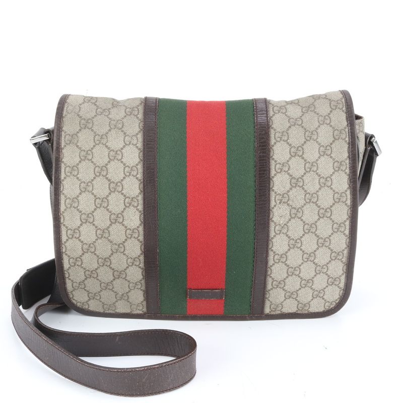 Gucci GG Supreme Sherry Line 145844 Leather Shoulder Bag Crossbody Messenger