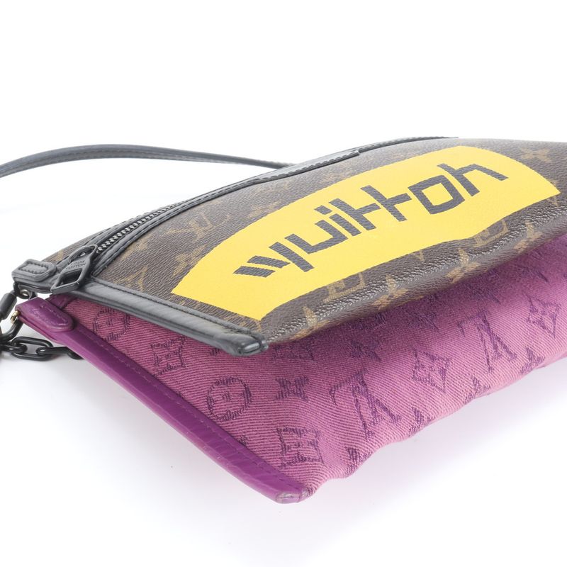 Louis Vuitton Monogram Flat Messenger M44641 Leather 2WAY Shoulder Bag Crossbody