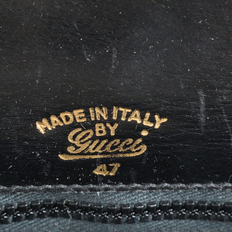 Vintage Old Gucci Bamboo Leather Handbag Genuine Leather Black Women's RUM