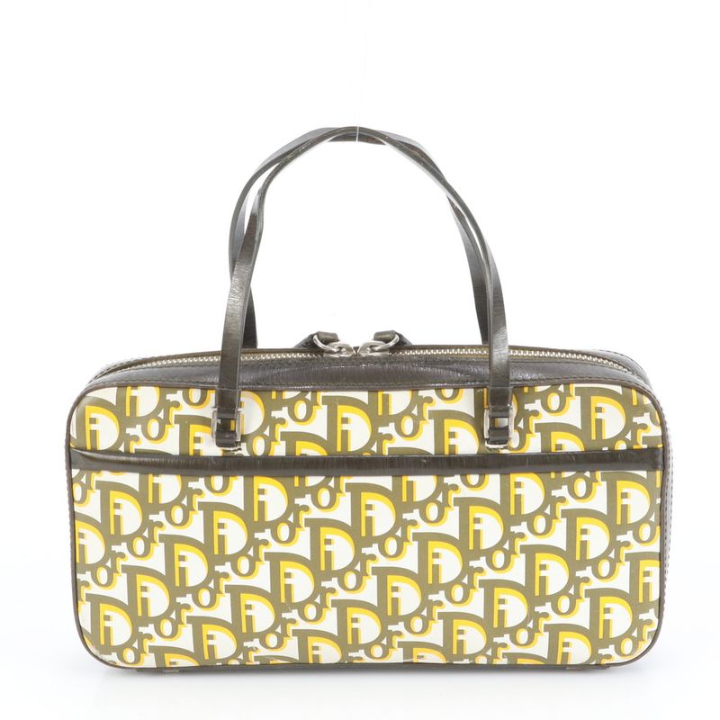 Christian Dior Authenticity Card Trotter Leather Handbag Women's Rum Df21-1