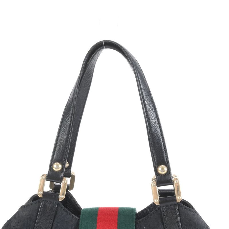 Gucci GG Canvas Sherry Line 211936 Leather Tote Bag Shoulder Genuine Leather