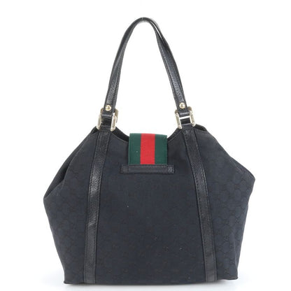 Gucci GG Canvas Sherry Line 211936 Leather Tote Bag Shoulder Genuine Leather