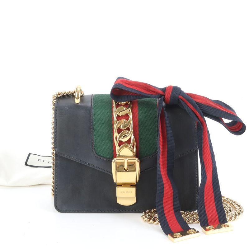 Gucci Sylvie Small 431666 Leather 2WAY Chain Shoulder Bag Crossbody Sherry Line