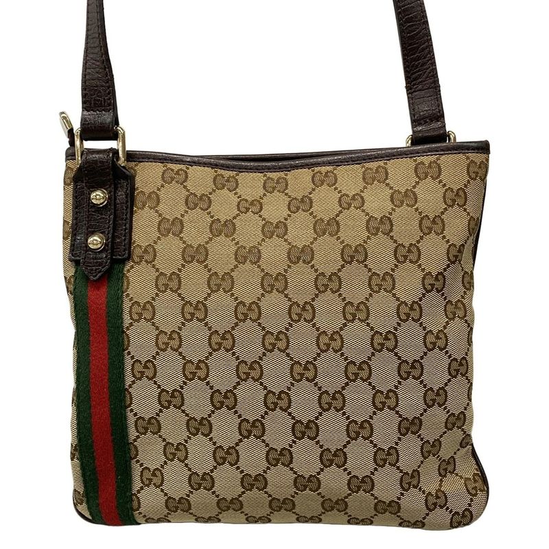 Gucci Shoulder Bag GG Pattern Sherry (web) 144388 Dark Brown X Beige X Multi