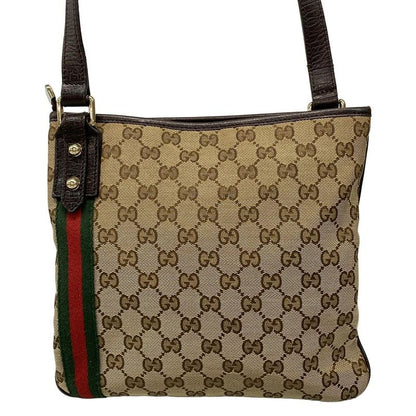 Gucci Shoulder Bag GG Pattern Sherry (web) 144388 Dark Brown X Beige X Multi