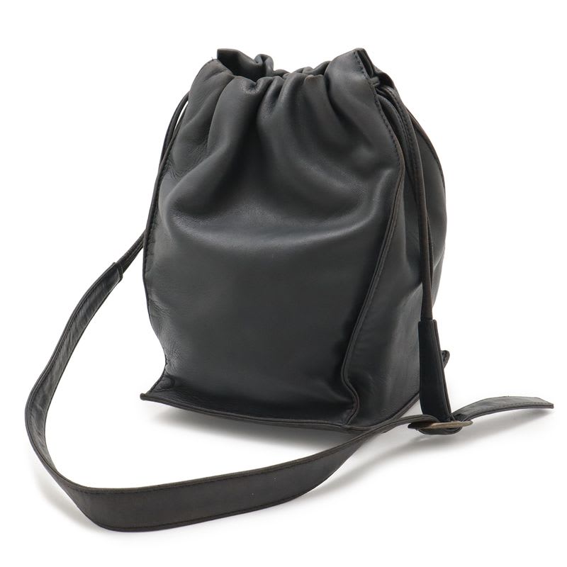 Loewe Anagram Pochette Shoulder Bag Draw String One Leather Dark Navy