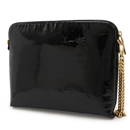 Versace Medusa Clutch Bag Second Enamel Patent Leather Black Gold Hardware