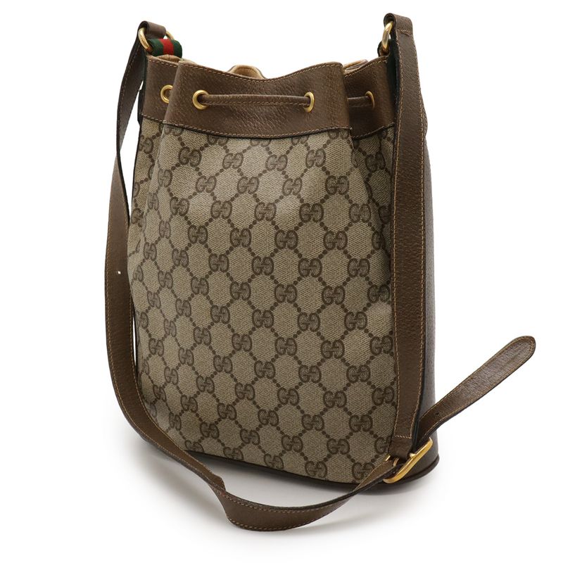 Gucci Old Gucci GG Plus Sherry Line Shoulder Bag Draw String Bag PVC Leather