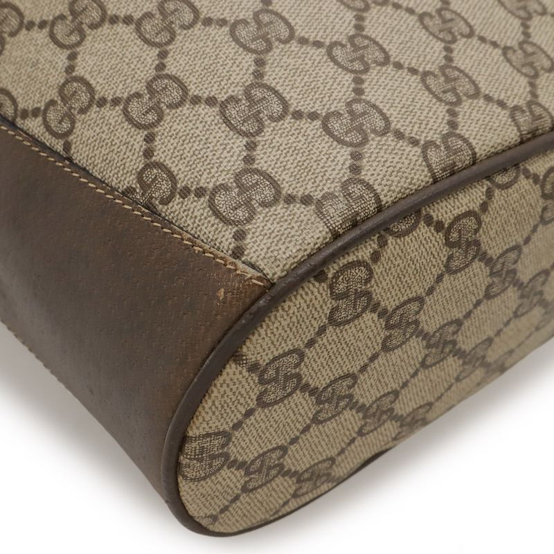 Gucci Old Gucci GG Plus Sherry Line Shoulder Bag Draw String Bag PVC Leather