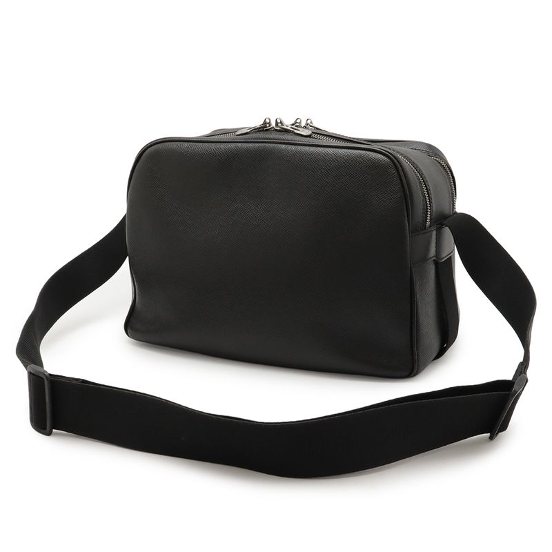 Louis Vuitton Taiga Reporter PM Shoulder Bag Crossbody Leather Ardoise Black