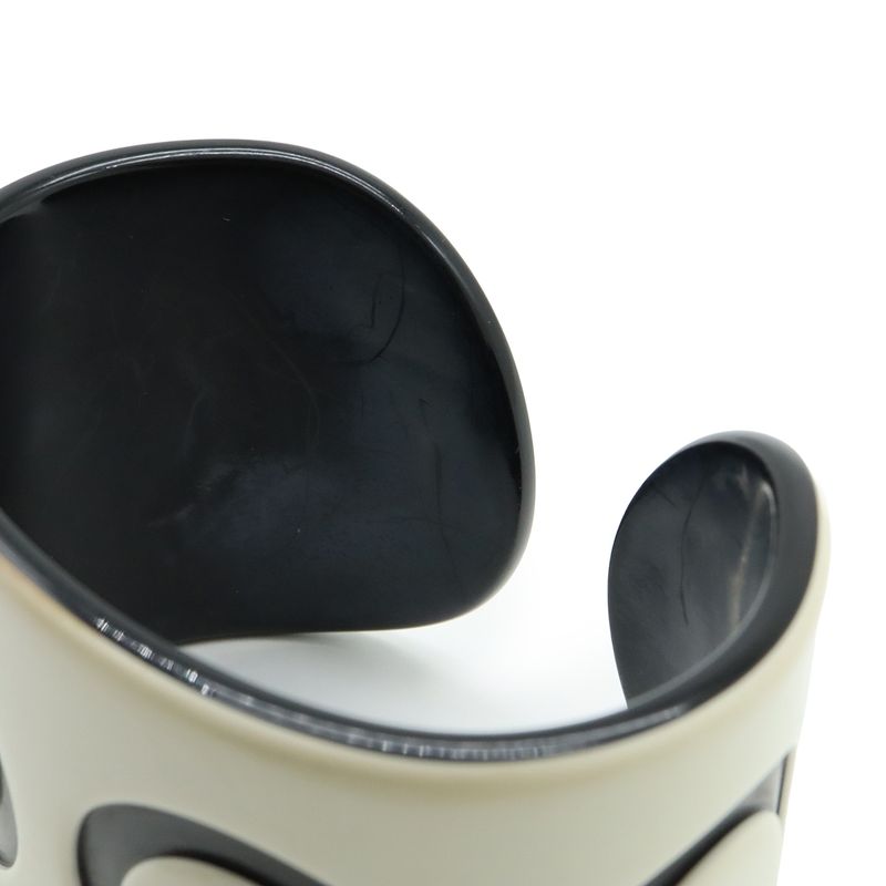 Chanel Coco Mark Bangle Open Bangle Bracelet Plastic White Black
