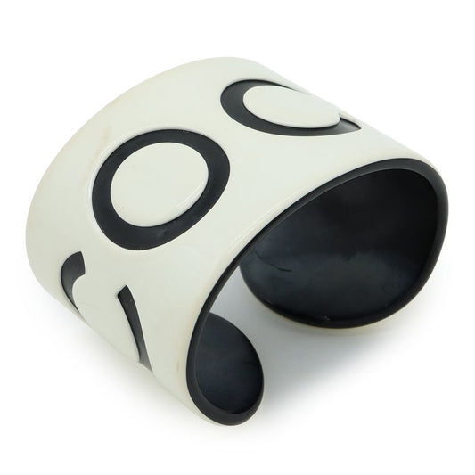 Chanel Coco Mark Bangle Open Bangle Bracelet Plastic White Black