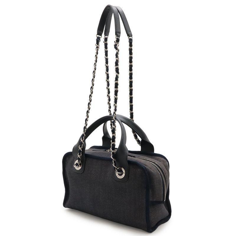 Chanel Deauville Line Beau Ring Bag Handbag 2way Chain Shoulder Bag Denim Navy