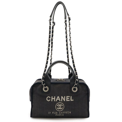 Chanel Deauville Line Beau Ring Bag Handbag 2way Chain Shoulder Bag Denim Navy