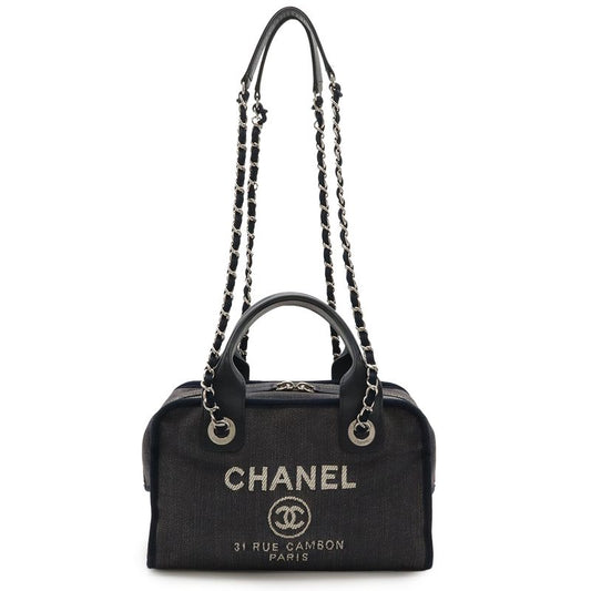 Chanel Deauville Line Beau Ring Bag Handbag 2way Chain Shoulder Bag Denim Navy