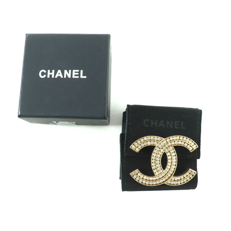 Chanel Chanel A21 C Rhinestone Brooch Gold Box Storage Bag