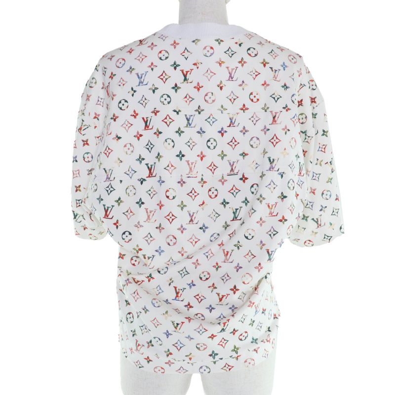 Louis Vuitton 22ss 100% Cotton Monogram Short Sleeve T-Shirt White Multicolor S