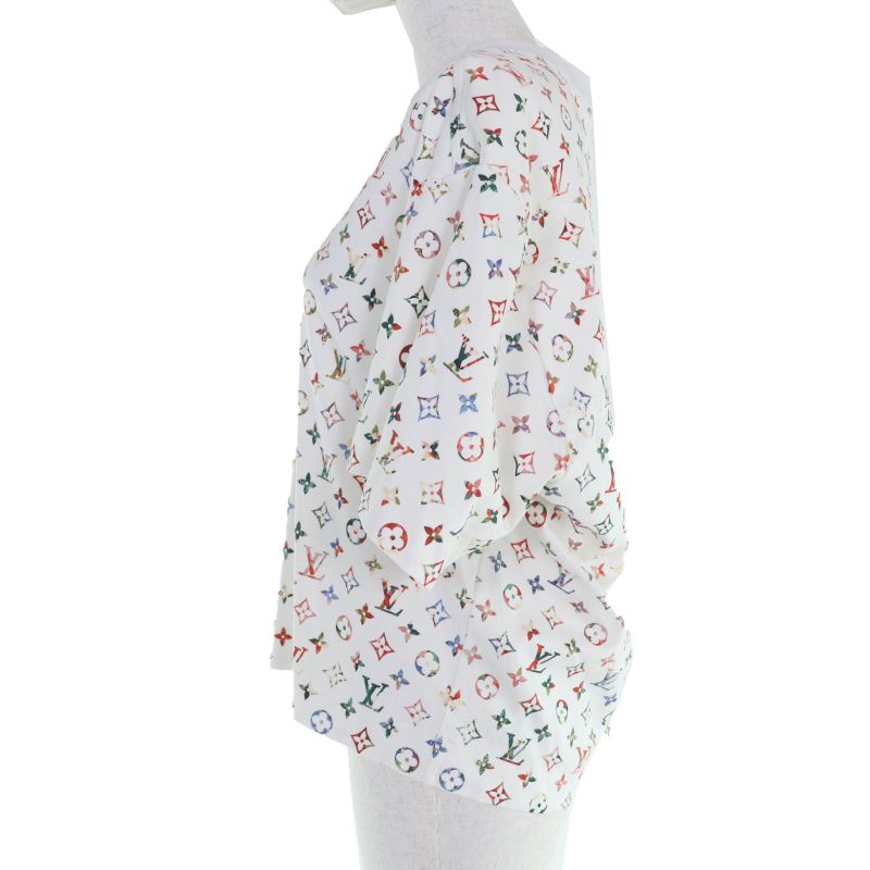 Louis Vuitton 22ss 100% Cotton Monogram Short Sleeve T-Shirt White Multicolor S