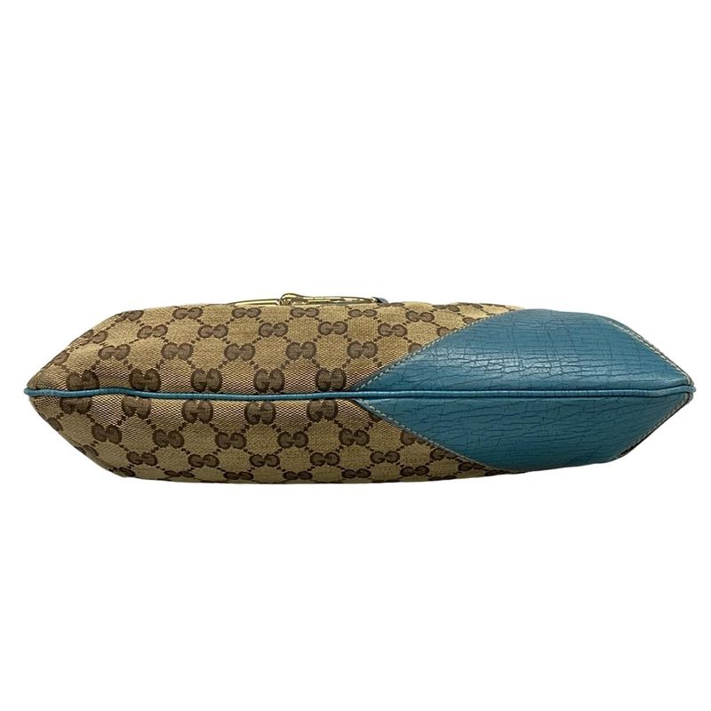 Gucci Shoulder Bag GG Pattern Horsebit Sherry 141504 Beige X Dark Brown X Light