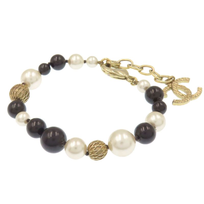 Chanel Fake Pearl Coco Mark Bracelet Metal Women's