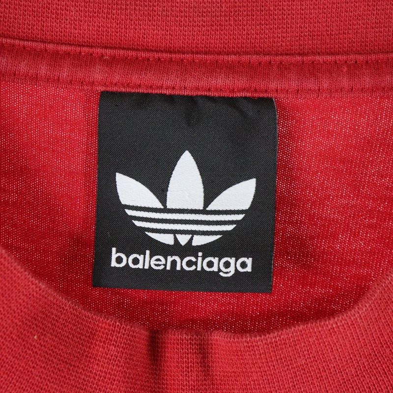 Balenciaga 23SS × Adidas Logo Print Oversized Short Sleeve T-shirt Red 712398