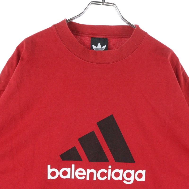 Balenciaga 23SS × Adidas Logo Print Oversized Short Sleeve T-shirt Red 712398