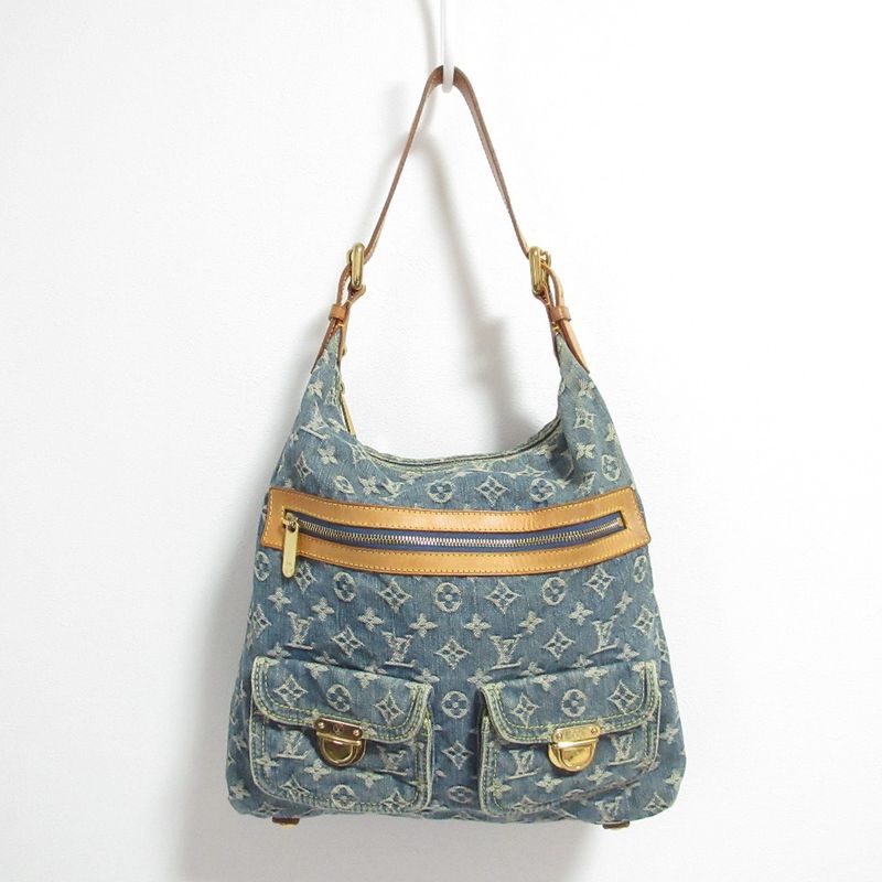 Good Louis Vuitton Monogram Denim Buggy GM 2way Shoulder Bag M95048 Blue Ladies