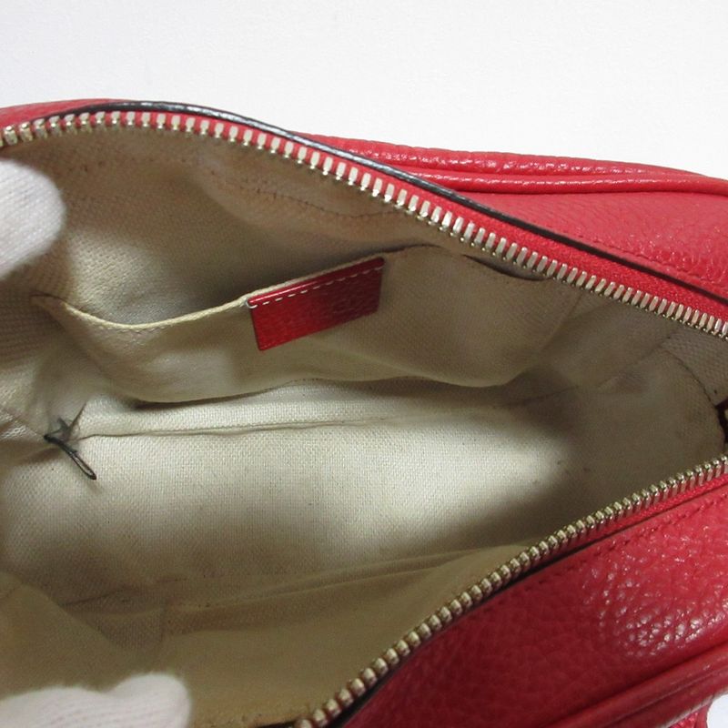 Gucci Soho Leather Camera Bag Shoulder Bag 308364 Red Ladies Used