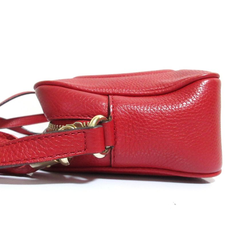 Gucci Soho Leather Camera Bag Shoulder Bag 308364 Red Ladies Used