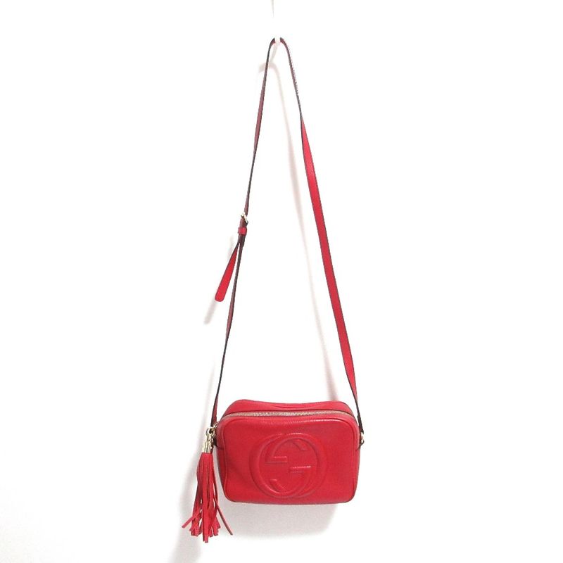 Gucci Soho Leather Camera Bag Shoulder Bag 308364 Red Ladies Used