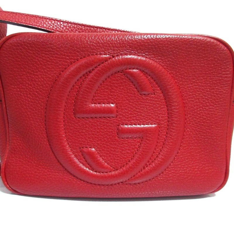 Gucci Soho Leather Camera Bag Shoulder Bag 308364 Red Ladies Used