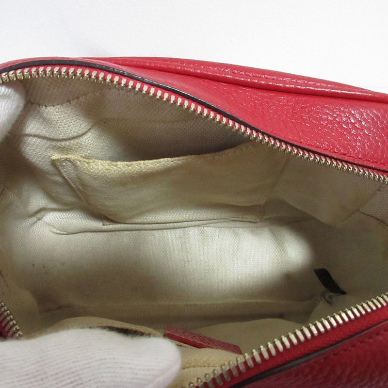 Gucci Soho Leather Camera Bag Shoulder Bag 308364 Red Ladies Used