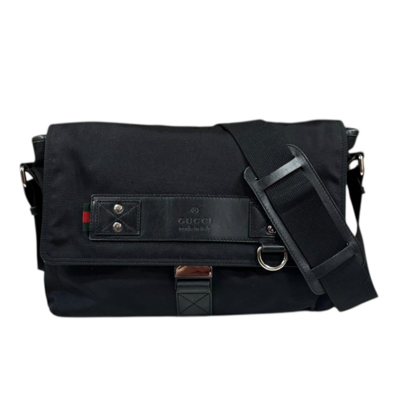 Gucci Sherry Shoulder Bag Canvas 246067 Black Men's Gucci Used Gucci