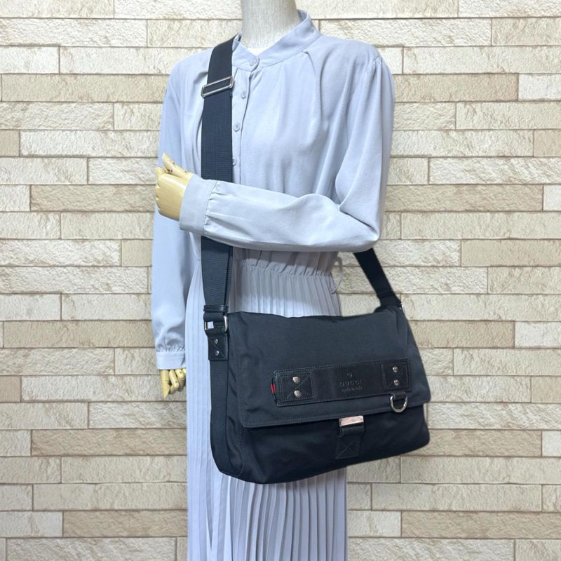 Gucci Sherry Shoulder Bag Canvas 246067 Black Men's Gucci Used Gucci