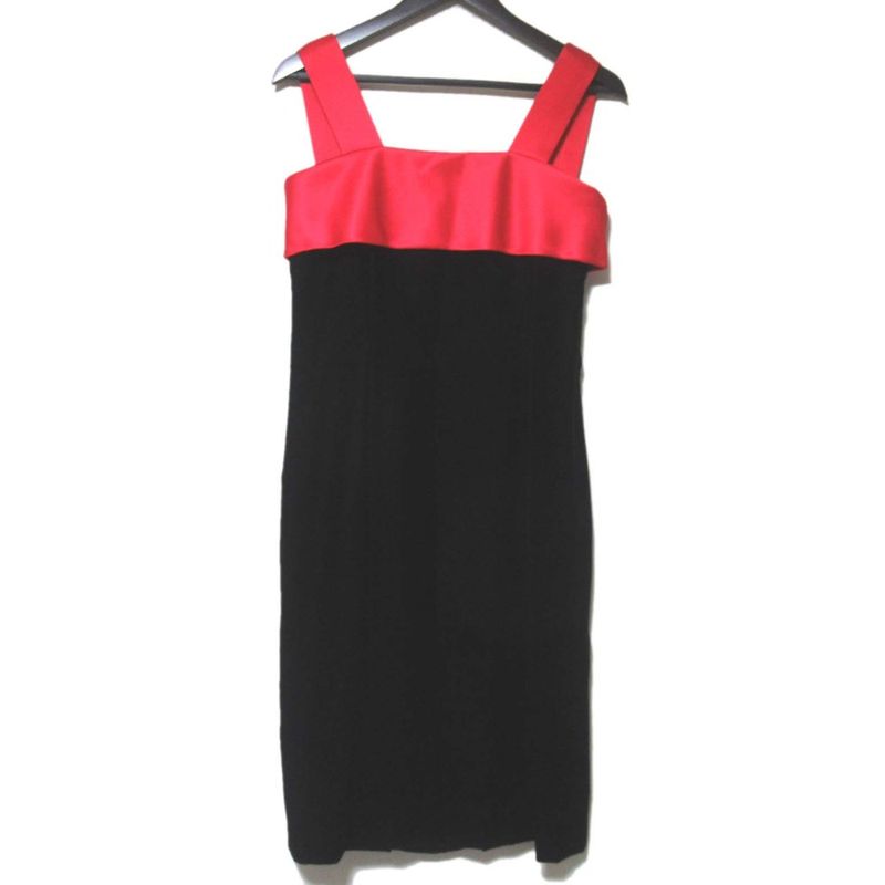 Good Christian Dior Knee-Length Sleeveless Velor X Satin Dress Black X Red
