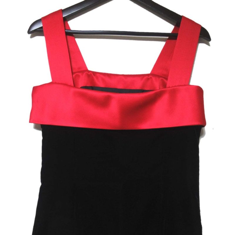 Good Christian Dior Knee-Length Sleeveless Velor X Satin Dress Black X Red