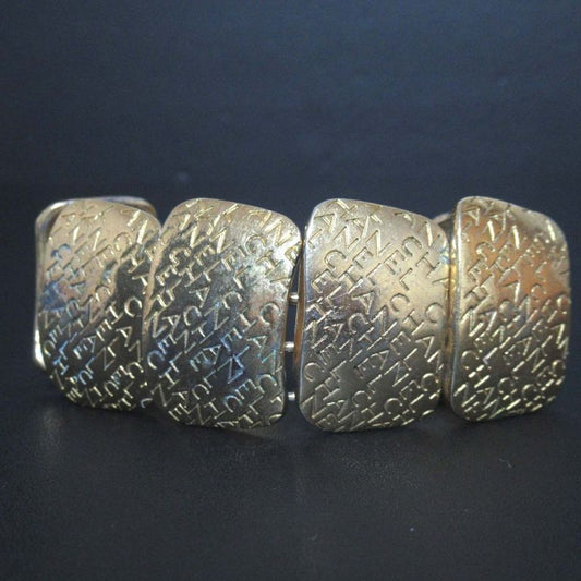 Good Chanel Vintage Logo Plate Bracelet Bangle GP Gold Color Ladies Used