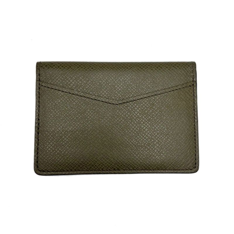 Louis Vuitton Leather Card Case Khaki Taiga Organizer de Poche