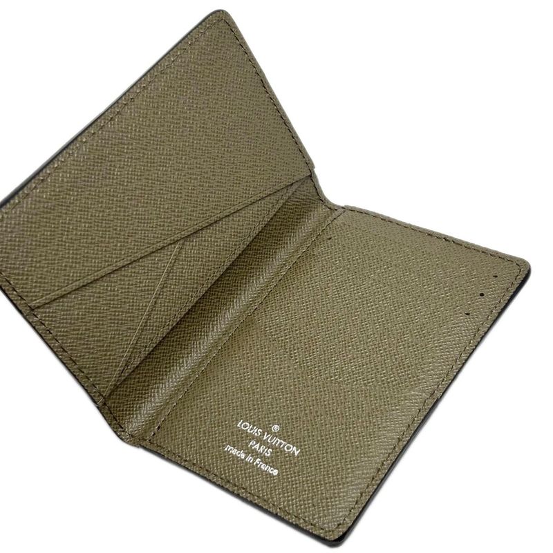 Louis Vuitton Leather Card Case Khaki Taiga Organizer de Poche