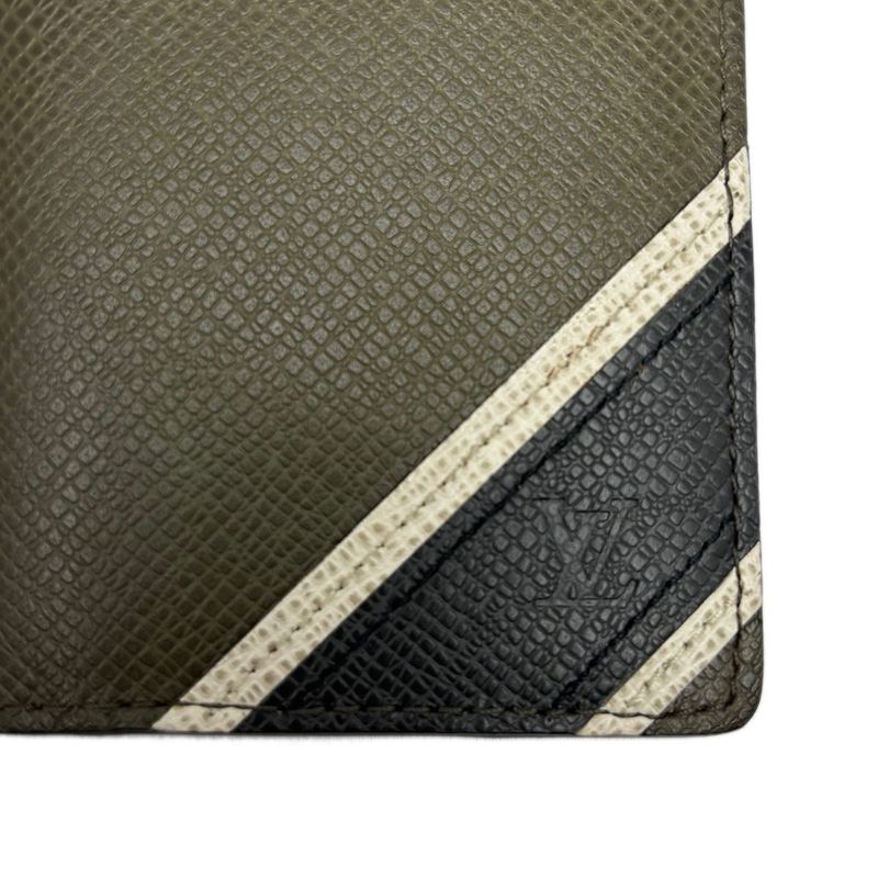 Louis Vuitton Leather Card Case Khaki Taiga Organizer de Poche