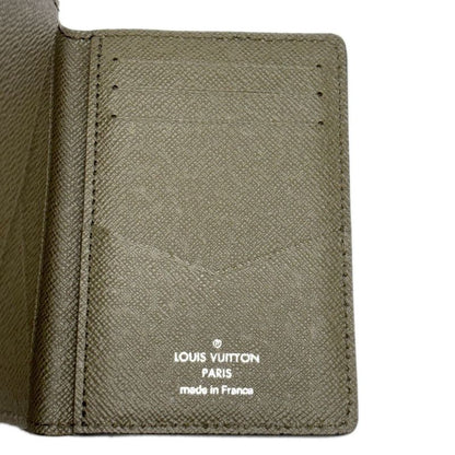 Louis Vuitton Leather Card Case Khaki Taiga Organizer de Poche