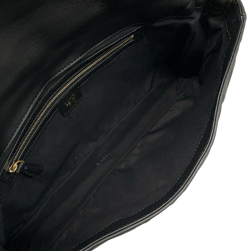 Fendi Handbag Baguette Large 8br771-A72v Black Zucca Pattern Shape Push