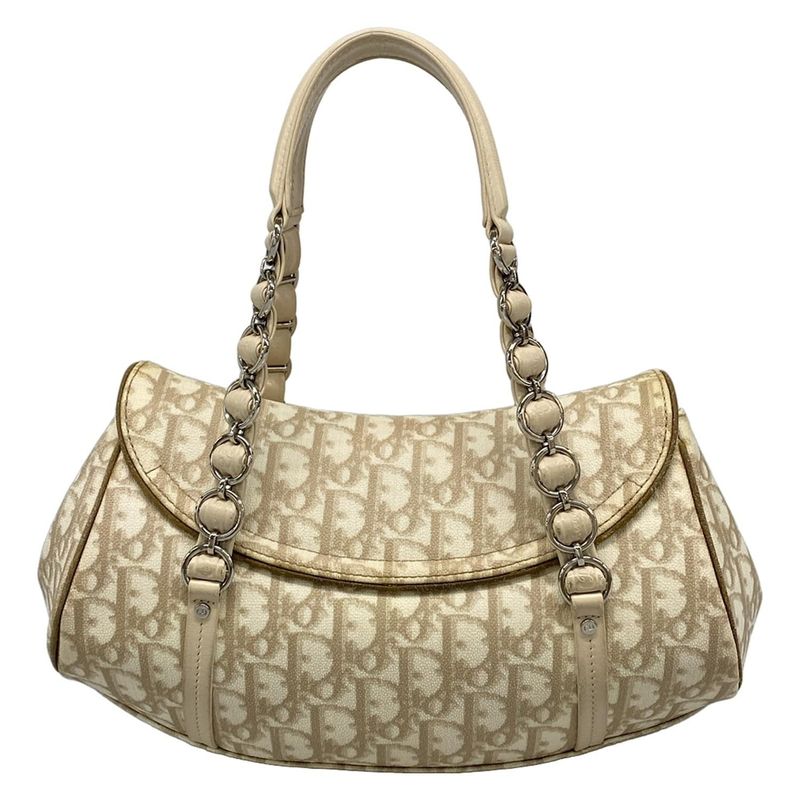 Dior Christian Dior Handbag Romantic Ivory X Beige X Brown Ribbon Leather