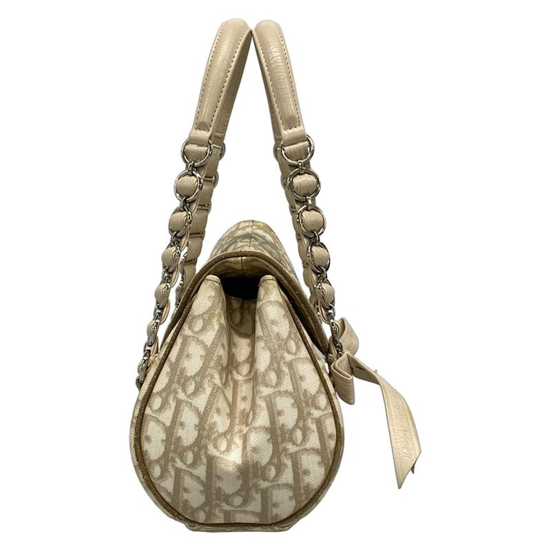 Dior Christian Dior Handbag Romantic Ivory X Beige X Brown Ribbon Leather