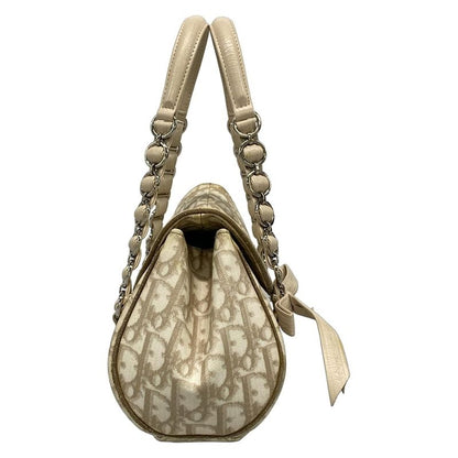 Dior Christian Dior Handbag Romantic Ivory X Beige X Brown Ribbon Leather